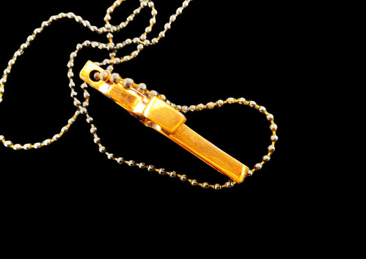 Hand-Forged Gold-Tone Cross Pendant Necklace with Silver Ball Chain