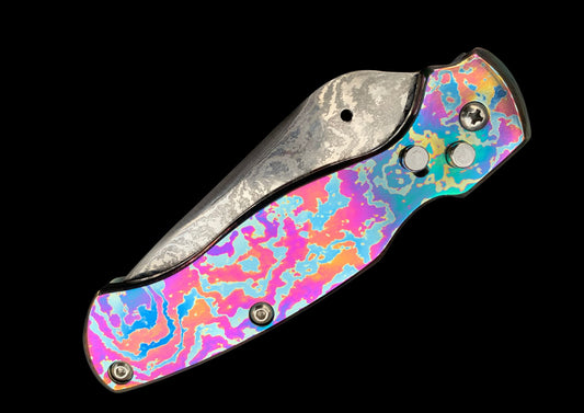 Hand Forged Auto Folding Knife with Timascus Scales