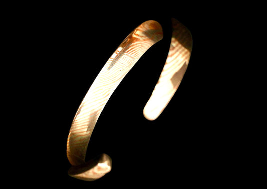 Hand Forged Hand Twist Cuff Bracelet – Mokume Gane | Mokuti | Timascus | SS Damascus