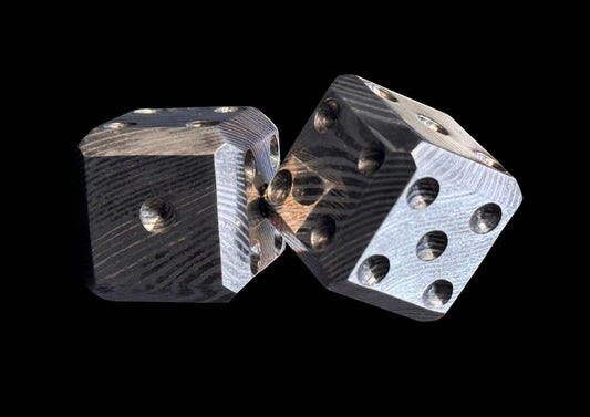 Hand Forged 6 Sided Dice Pair SS Damascus