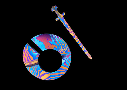 Hand-Forged Timascus Circular Ring Axe – Titanium Damascus Collector's Axe