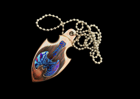 Hand Forged Mokuti Timascus Anchor Pendant Necklace — Titanium Damascus EDC
