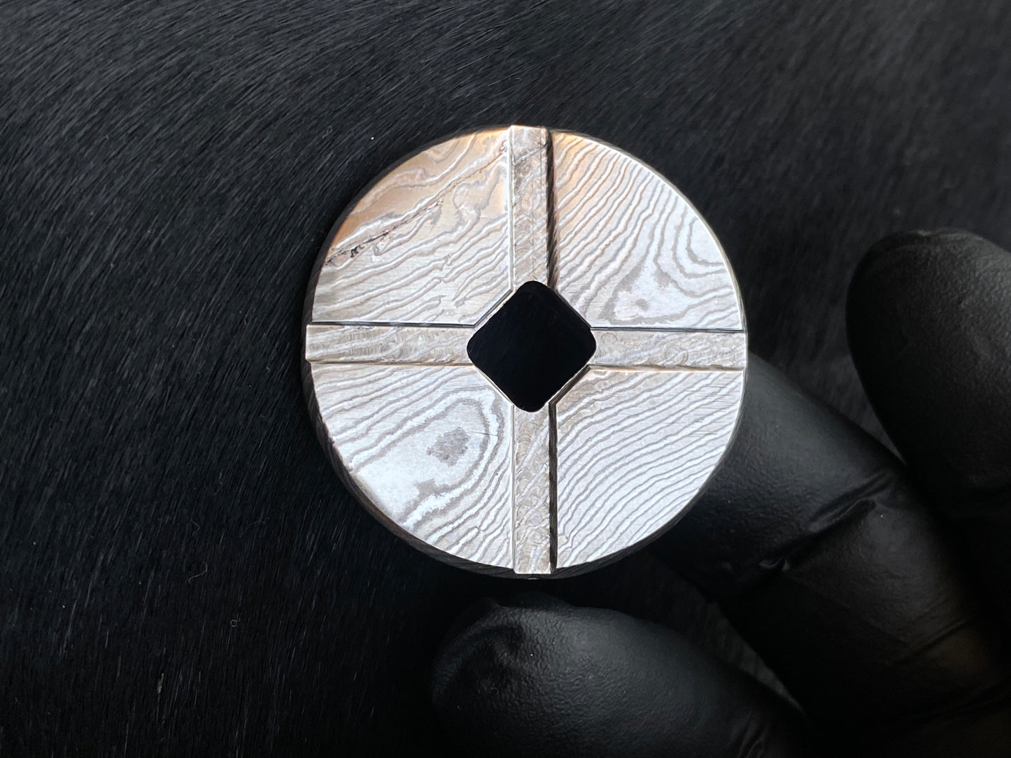 Hand Forged SS Damascus Rust-Free Worry Coin