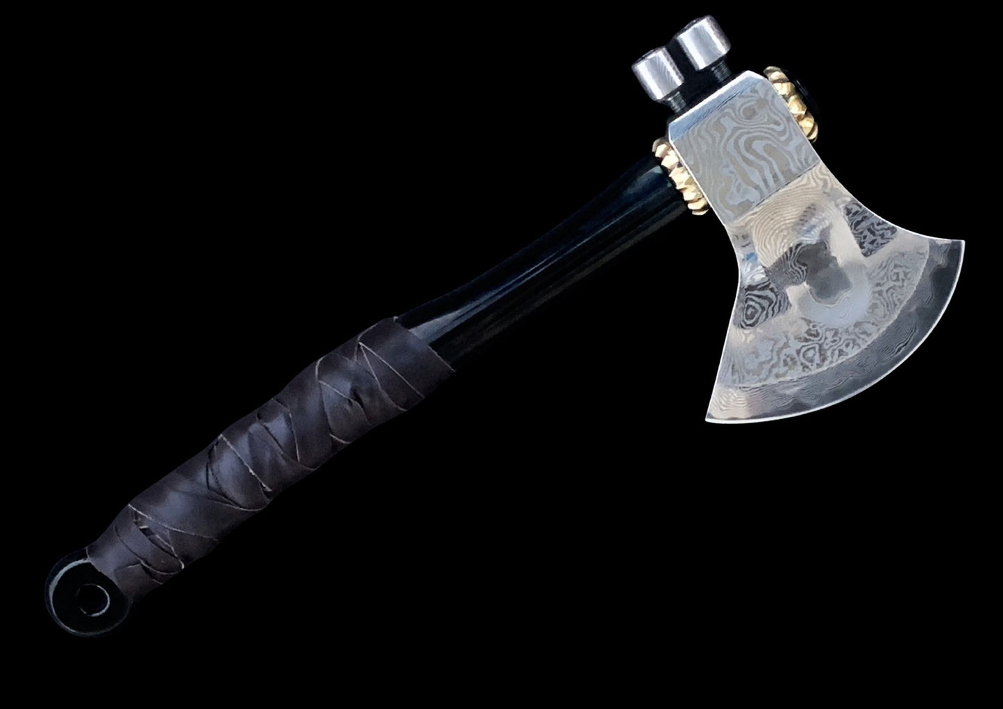 Hand Forged VG10 Damascus Camping Axe with Black Coated TC4 Titanium Handle — Limited Edition