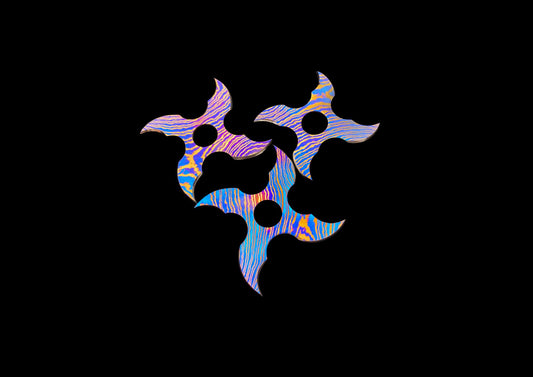 Handmade Timascus Ninja Training Stars — 3-Piece Set