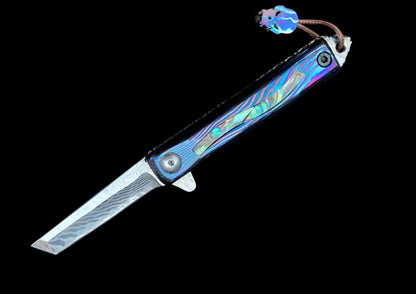 Hand Forged Timascus Scales Fruits Kitchen Knife