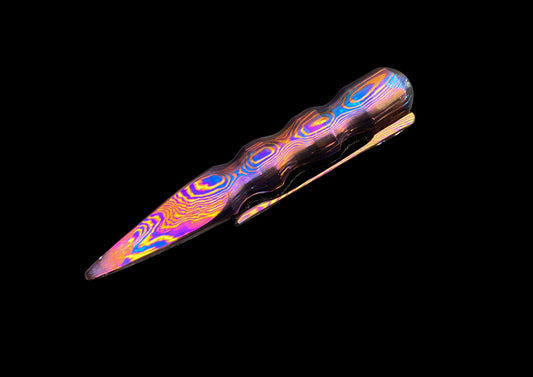Hand-Forged Mokuti & Timascus EDC Spike with Pocket Clip