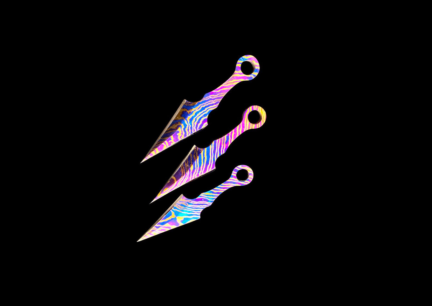 Hand Forged Mokuti Timascus Tiny Throwing Knife Set