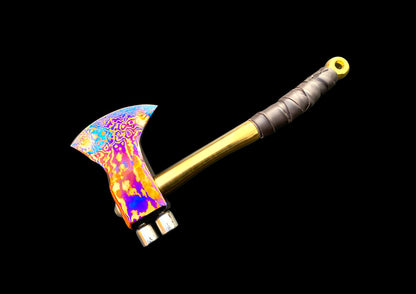 Timascus MokuTi Head Viking Axe TC4 Titanium Handle