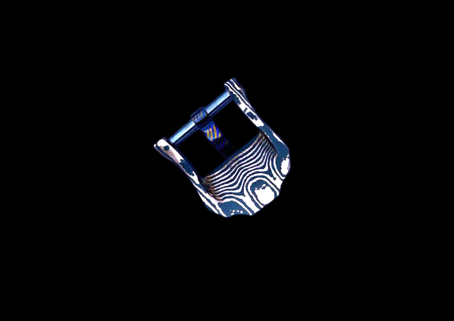 Hand-Forged 22mm Watch Buckle — Copper Damascus