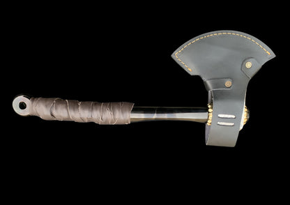 Hand Forged VG10 Damascus Camping Axe with Black Coated TC4 Titanium Handle — Limited Edition