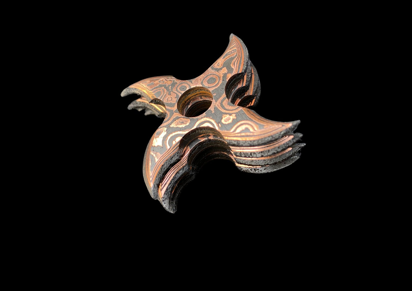 Hand Forged Copper Damascus Throwing Stars Set