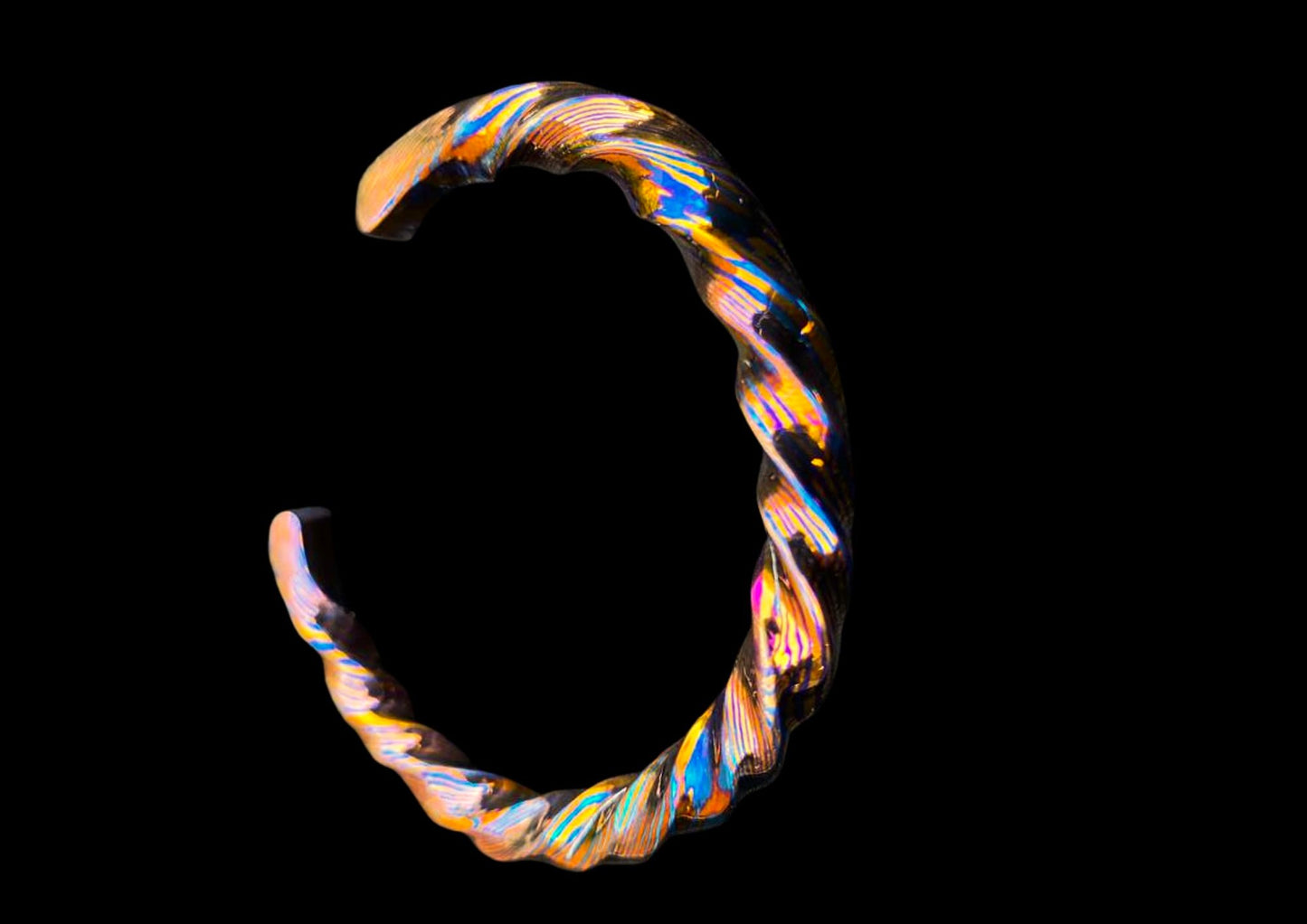 Hand Twist One of a Kind Cuff Bracelet – Mokume Gane | Mokuti | Timascus | SS Damascus