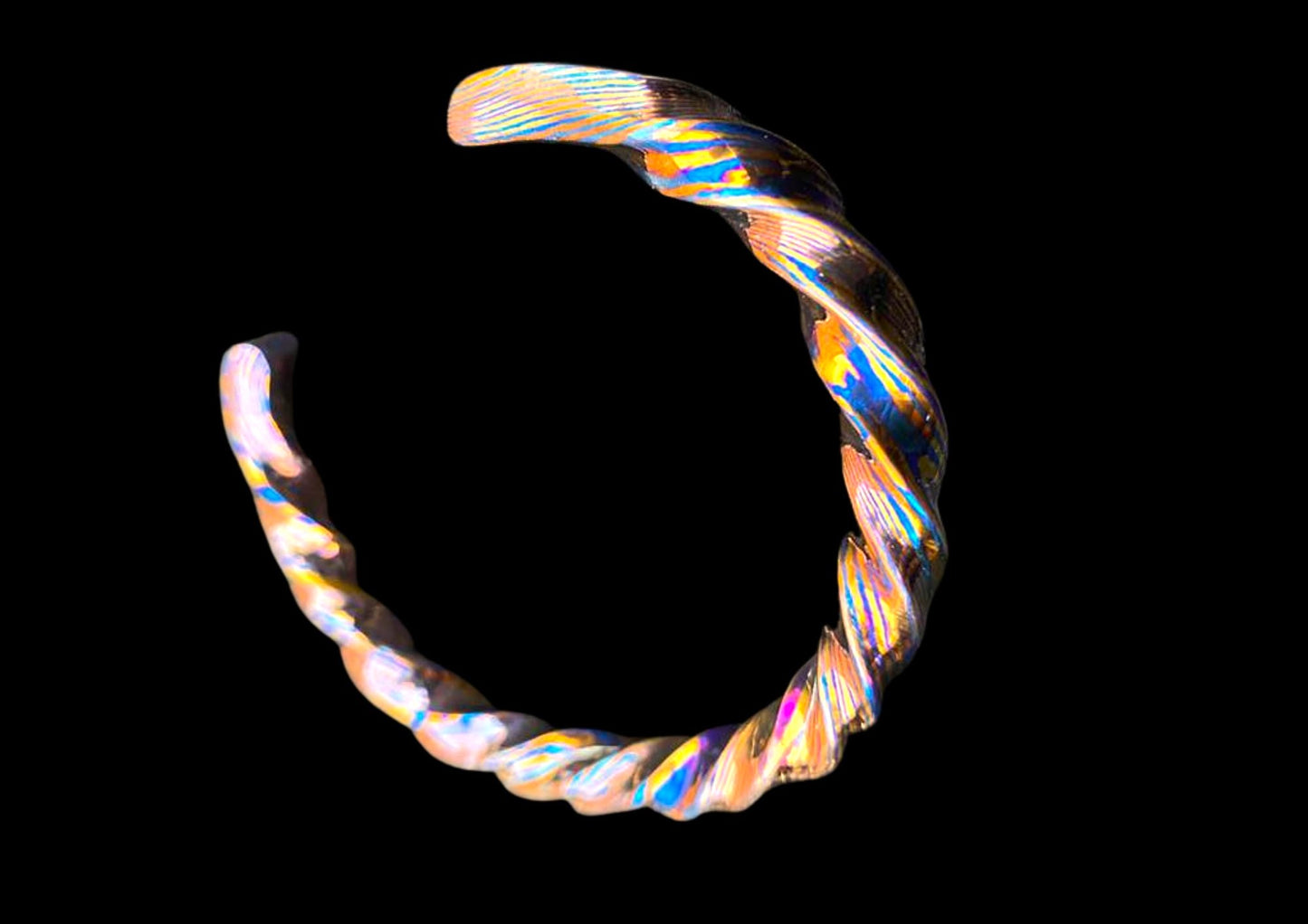Hand Twist One of a Kind Cuff Bracelet – Mokume Gane | Mokuti | Timascus | SS Damascus