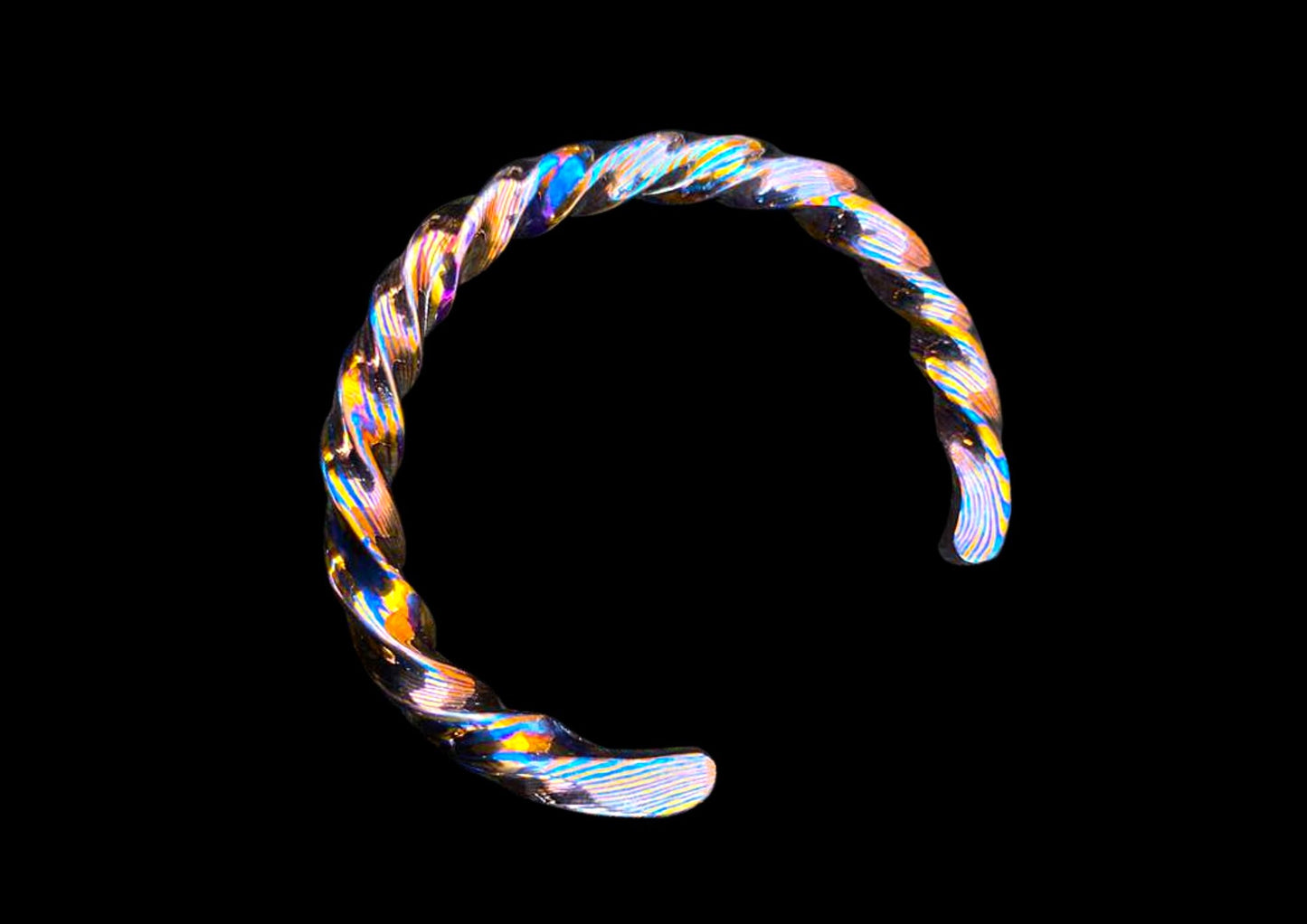 Hand Twist One of a Kind Cuff Bracelet – Mokume Gane | Mokuti | Timascus | SS Damascus