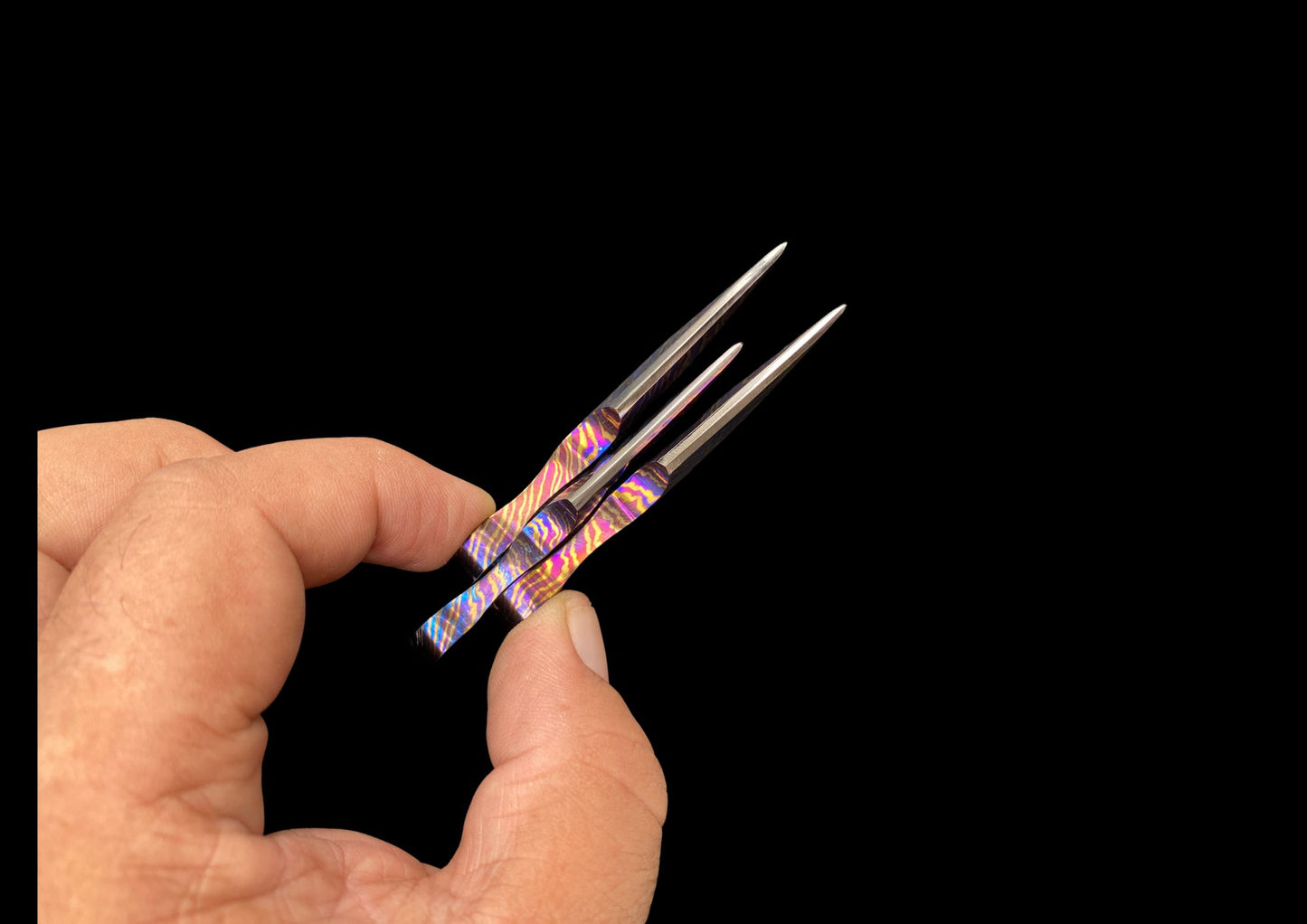 Hand Forged Mokuti Timascus Tiny Throwing Knife Set