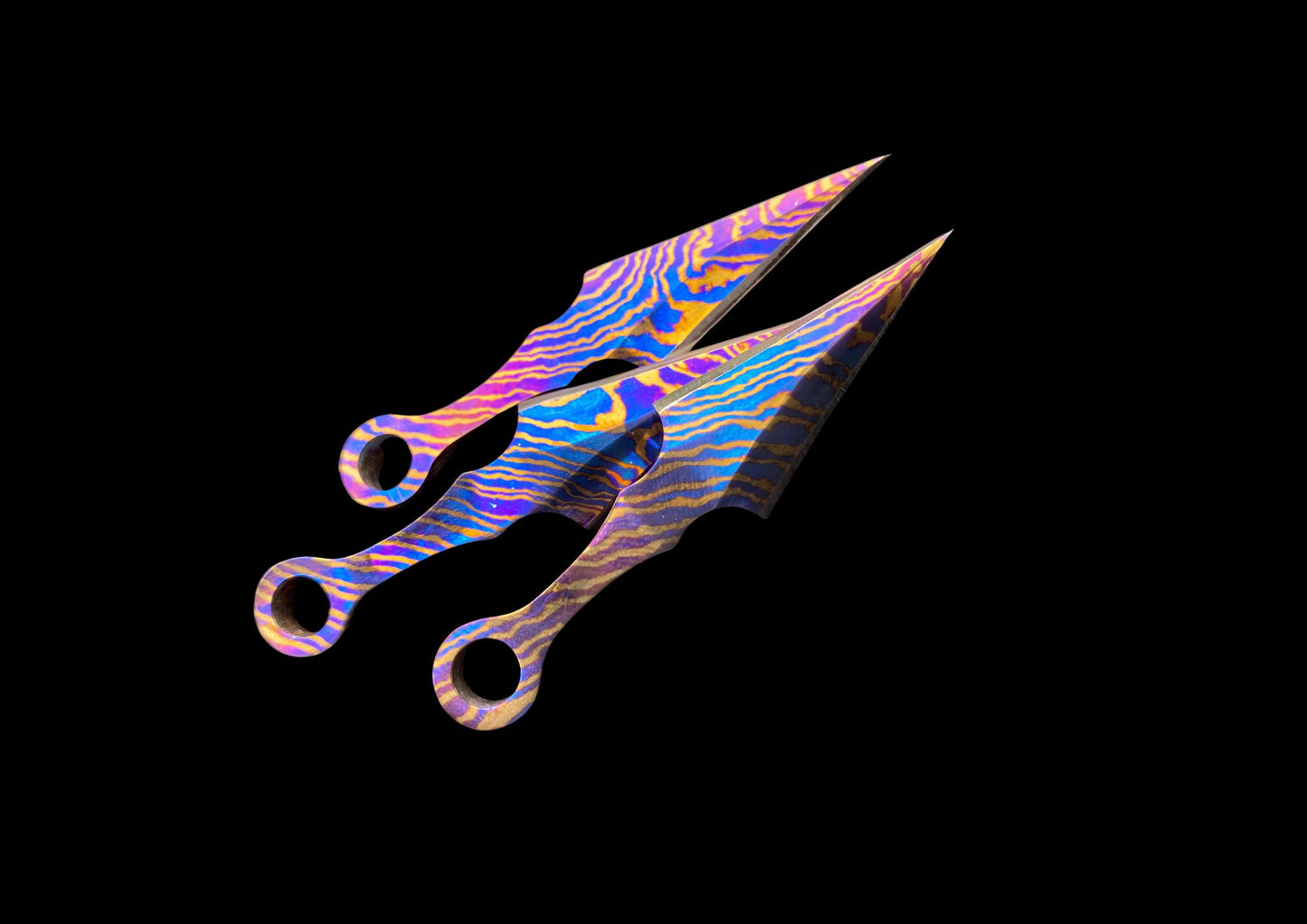 Hand Forged Mokuti Timascus Tiny Throwing Knife Set