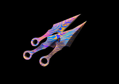 Hand Forged Mokuti Timascus Tiny Throwing Knife Set