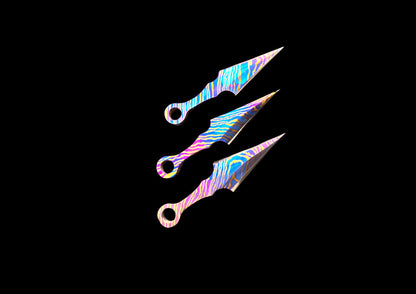 Hand Forged Mokuti Timascus Tiny Throwing Knife Set