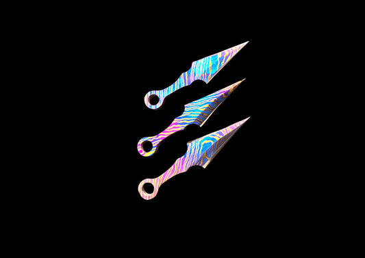 Hand Forged Mokuti Timascus Tiny Throwing Knife Set