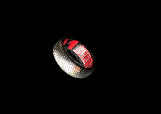 Hand-Forged Mokume Gane Damascus Ring with Black & Red Patterned Interior