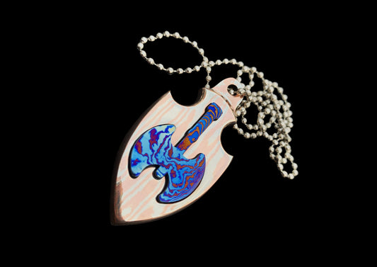 Hand Forged Mokuti Timascus Anchor Pendant Necklace — Titanium Damascus EDC