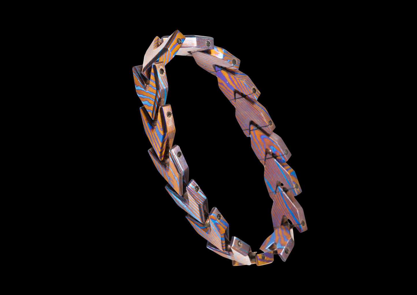 Hand Forged Mokuti Timascus Arrow Flexible Bracelet for Men & Women