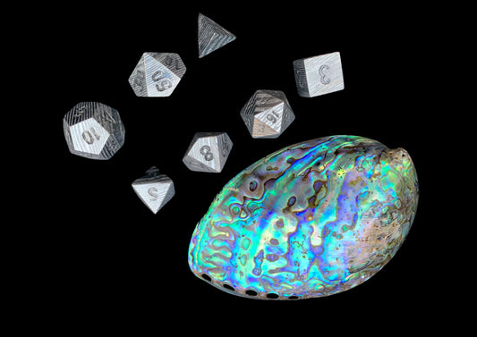 Hand-Forged Stainless Damascus DnD 7-Piece Dice Set – Pattern-Welded Metal Polyhedral RPG Dice