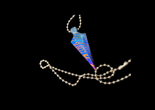 Hand Forged Timascus Arrowhead Pendant Necklace
