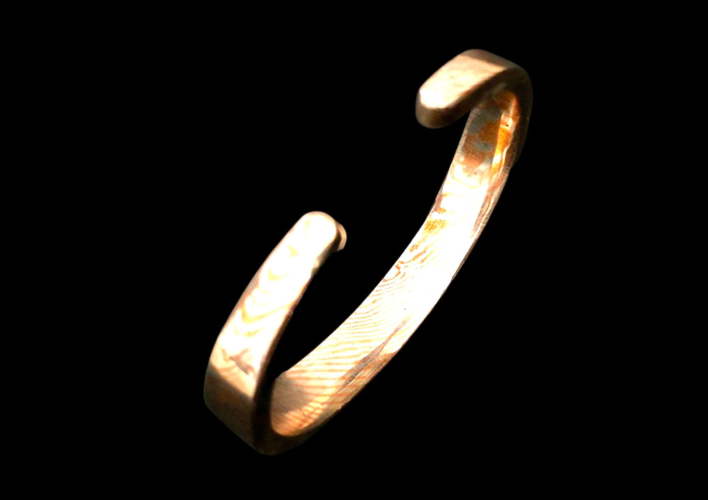 Hand Forged Hand Twist Cuff Bracelet – Mokume Gane | Mokuti | Timascus | SS Damascus
