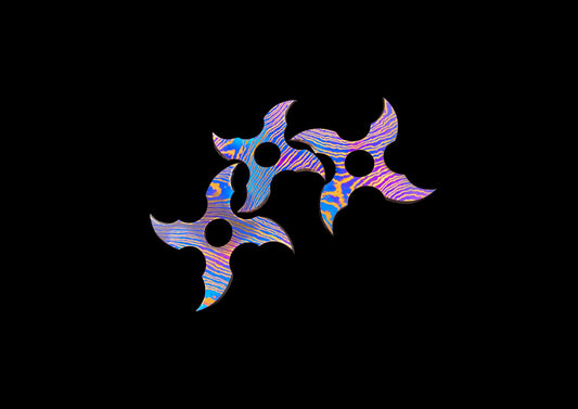 Handmade Timascus Ninja Training Stars — 3-Piece Set