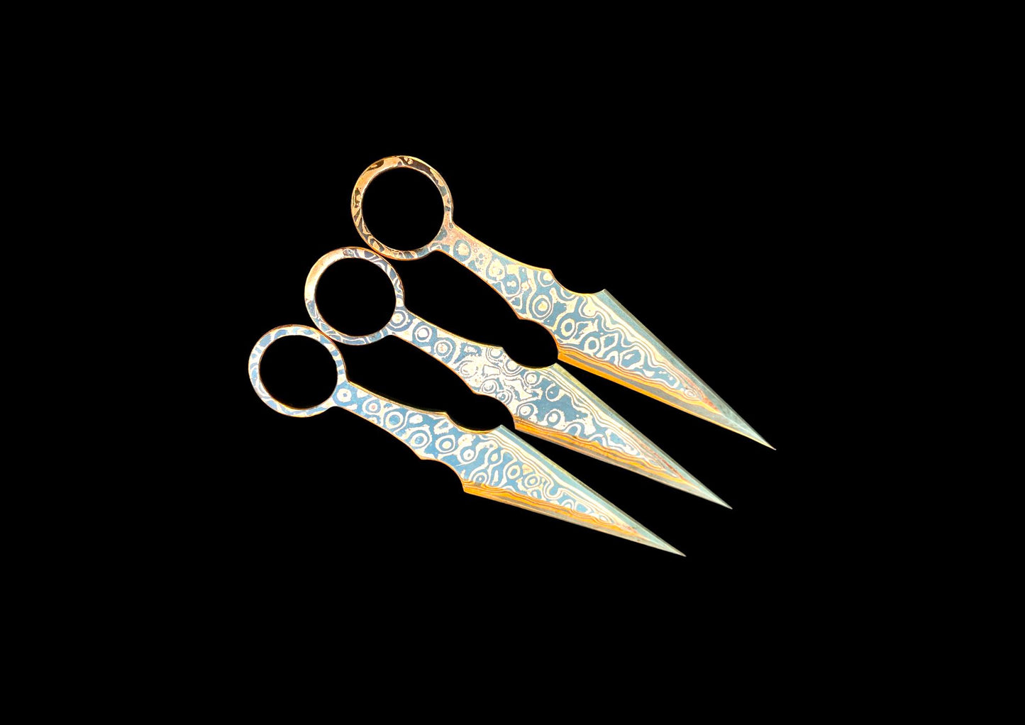 Hand Forged 3Pcs Set Copper Damascus Throwing Knives