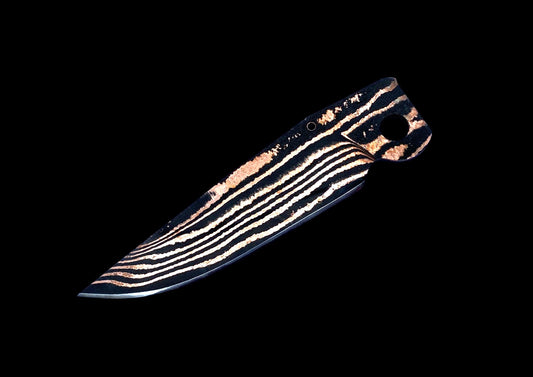 Hand-Forged Copper Damascus Fixed Blade Knife – Black & Copper Layered Pattern EDC Collector Knife