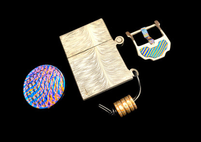 Hand Forged Mokuti Father's Day Gift Bundle — Worry Coin, Zippo Case & Watch Buckle