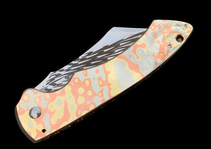 Hand Forged Auto Knife with Laser Engraved Blade