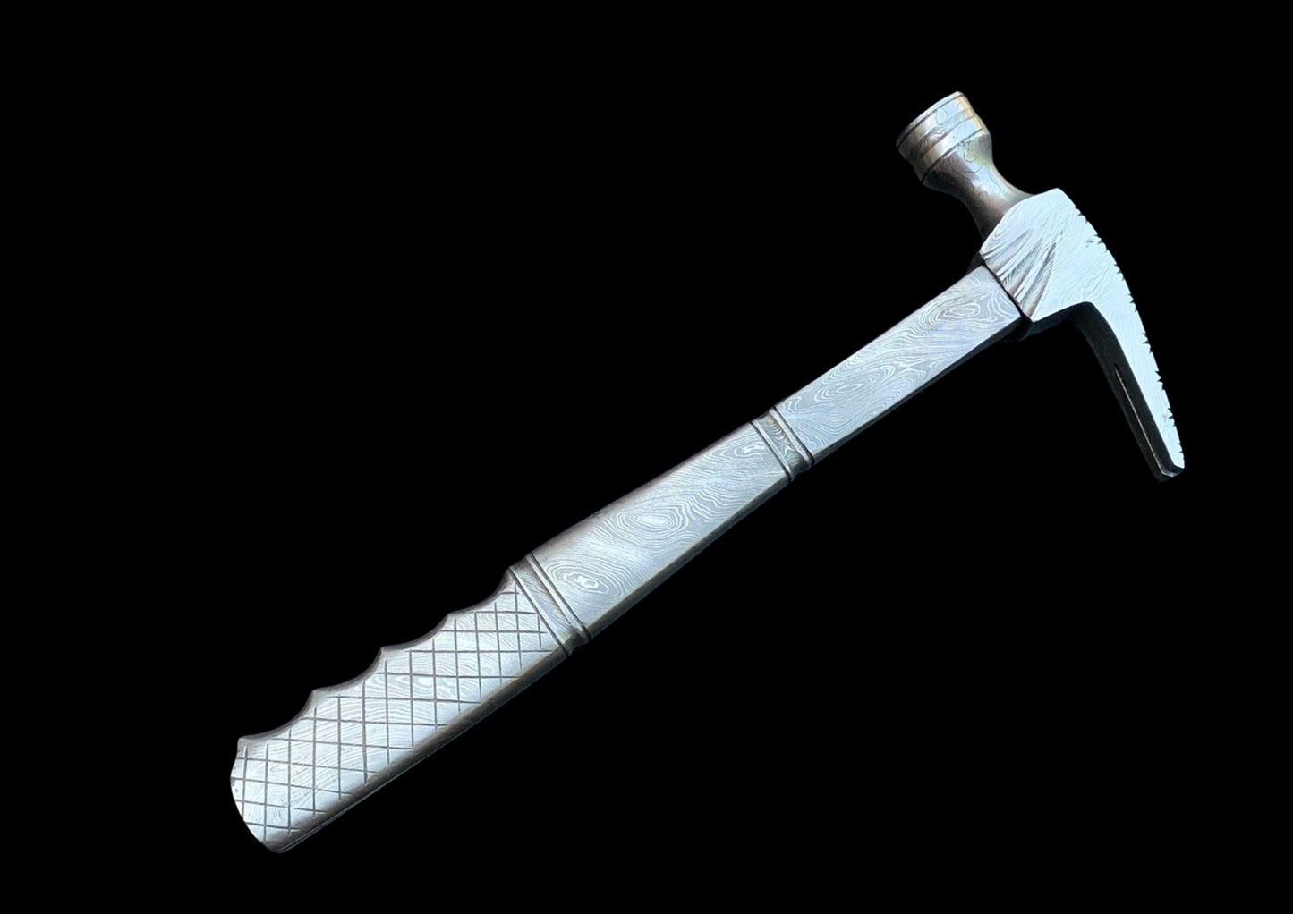 Standard Size Damascus Steel Hammer — Hand Forged
