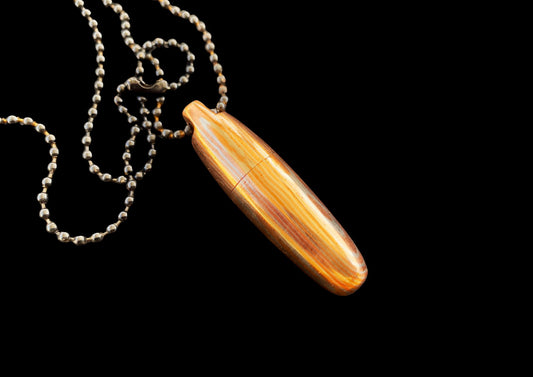 Hand-Forged Mokume Gane Damascus Pendant Necklace – Gold & Copper Layered Wood-Grain Design