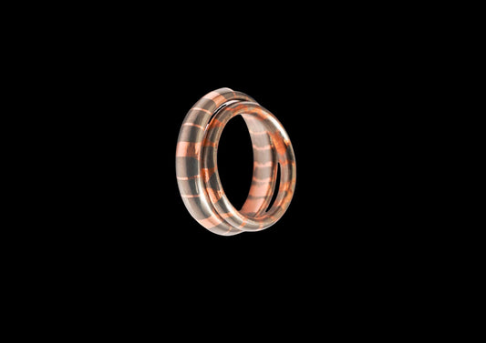 Hand-Forged Mokume Gane Matching Ring Set – Copper & Dark Metal Layered Pattern