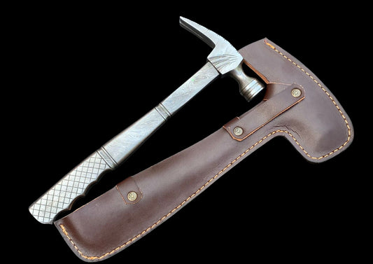 Standard Size Damascus Steel Hammer — Hand Forged