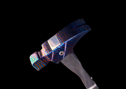 Hand Forged MokuTi Timascus Mini Hammer — Titanium Damascus EDC Collectible