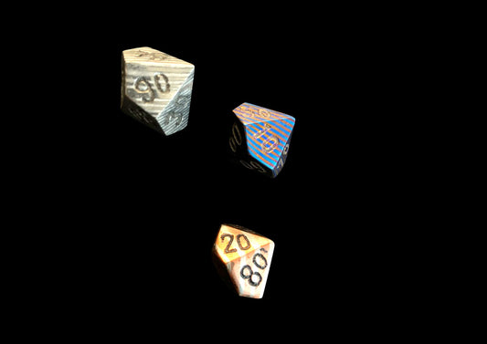 Hand Forged Mokuti SS Damascus DnD Dice Set