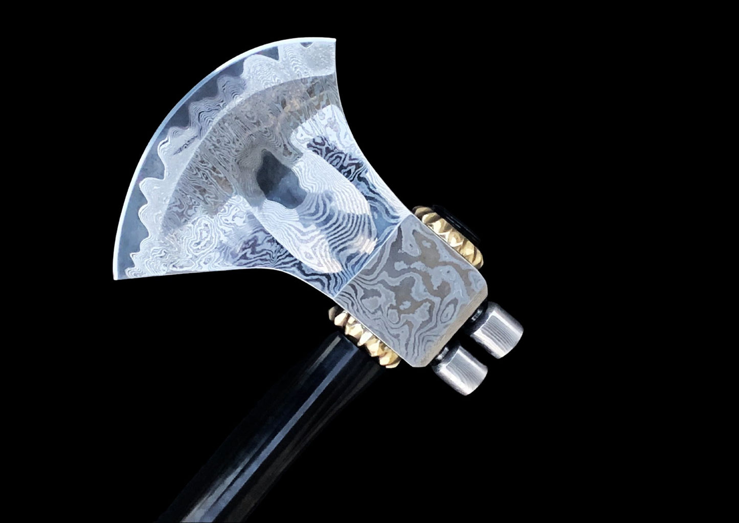 Hand Forged VG10 Damascus Camping Axe with Black Coated TC4 Titanium Handle — Limited Edition