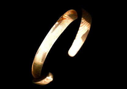 Hand Forged Hand Twist Cuff Bracelet – Mokume Gane | Mokuti | Timascus | SS Damascus