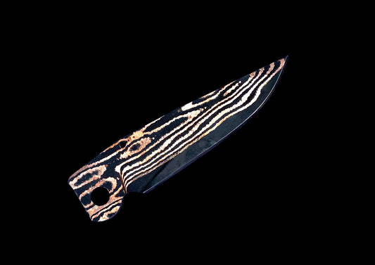 Hand-Forged Copper Damascus Fixed Blade Knife – Black & Copper Layered Pattern EDC Collector Knife
