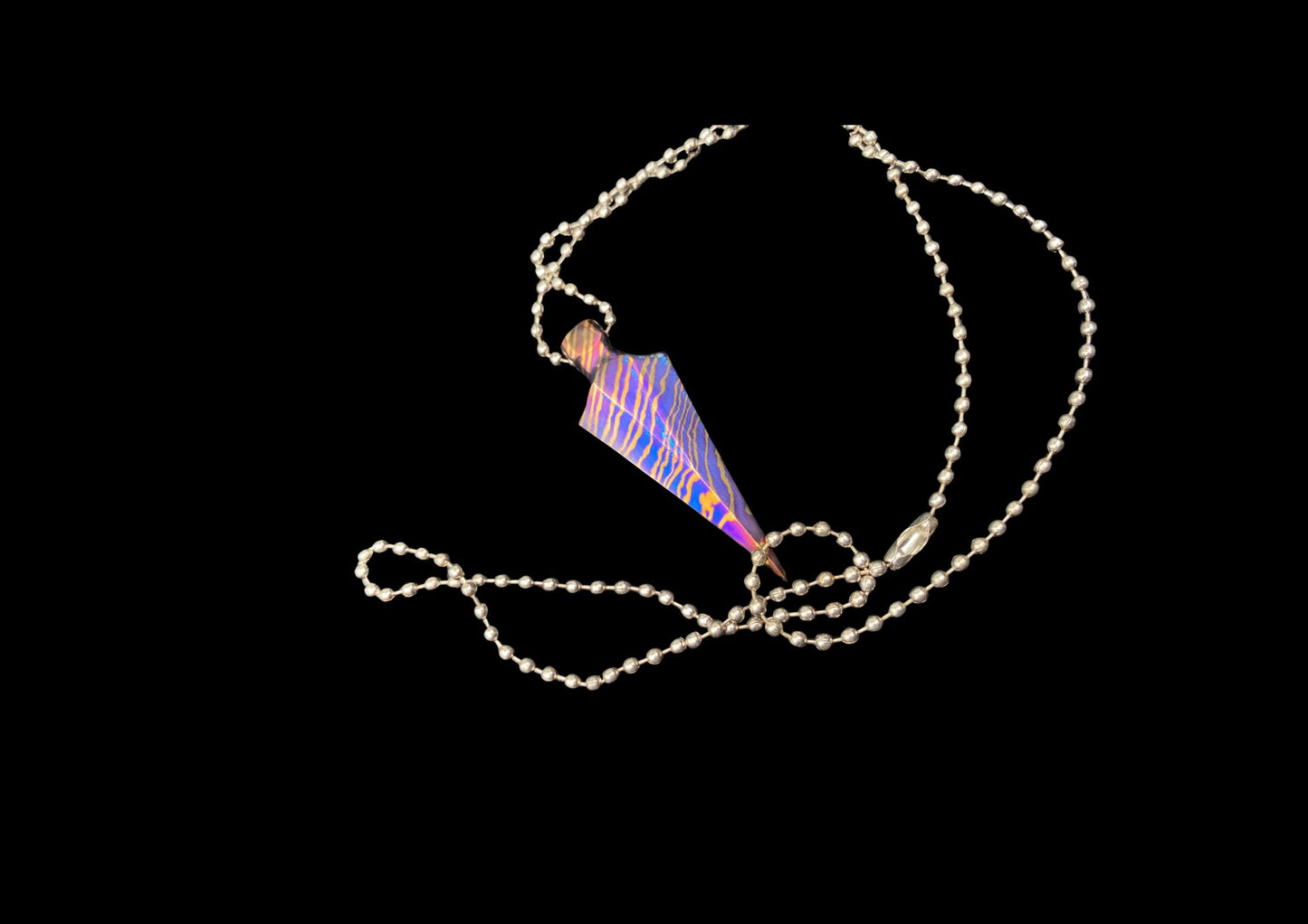 Hand Forged Timascus Arrowhead Pendant Necklace