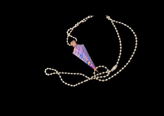 Hand Forged Timascus Arrowhead Pendant Necklace