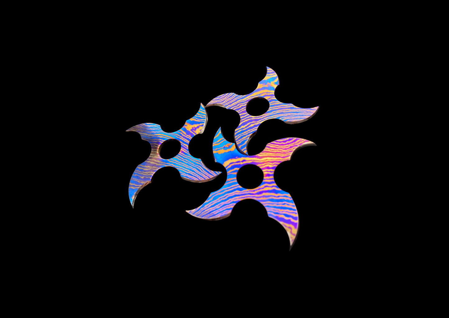 Handmade Timascus Ninja Training Stars — 3-Piece Set