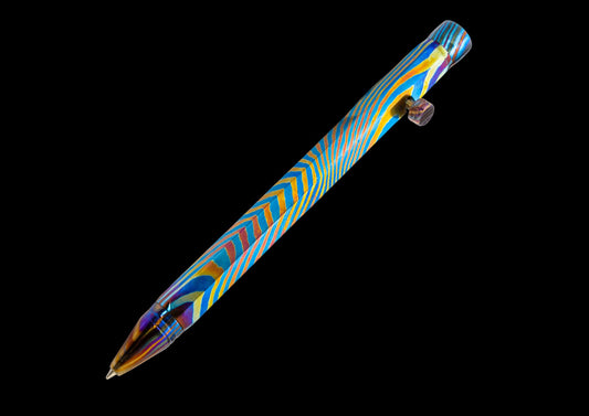 Hand-forged 6 Sided Timascus Bullet Action Pen - Premium EDC Writing Instrument