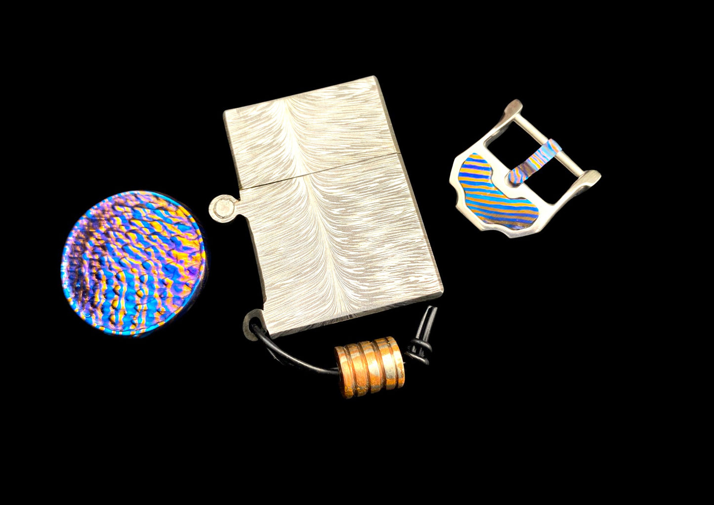 Hand Forged Mokuti Father's Day Gift Bundle — Worry Coin, Zippo Case & Watch Buckle