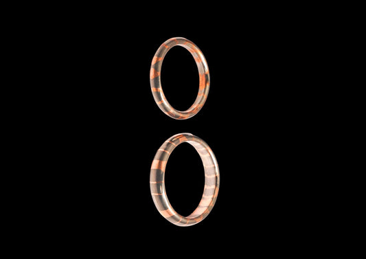 Hand-Forged Mokume Gane Matching Ring Set – Copper & Dark Metal Layered Pattern